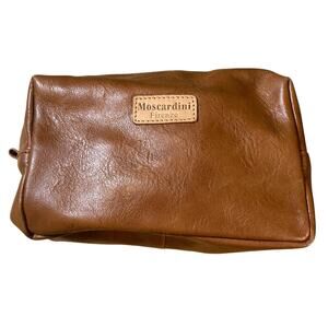 Moscardini Firenze Italy Genuine Leather Cosmetic Toiletry Travel Bag Clutch